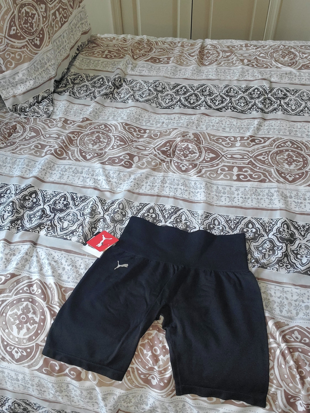 Puma Black High-Waist Bike Shorts with Subtle Logo